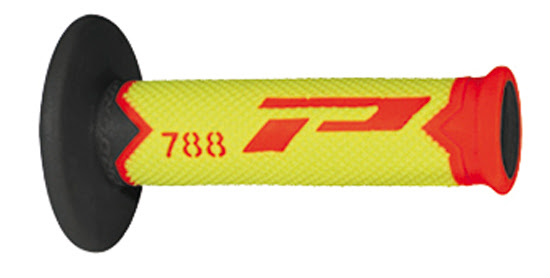 Poignées moto 22/25 mm Progrip 788 – Rouge/Jaune Fluo/Noir – Absorption triple densité