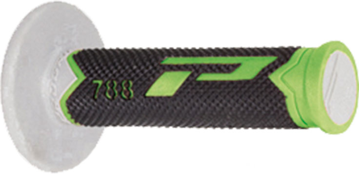 Poignées moto MX Ø22/25 mm tout-terrain – Progrip 788 Vert/Gris/Noir
