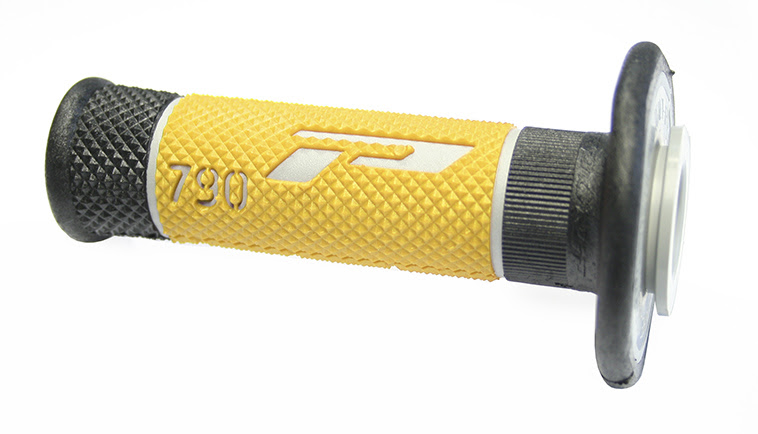 Poignées motocross Ø22/25 mm – Progrip 790 Gris/Noir/Jaune – Triple densité