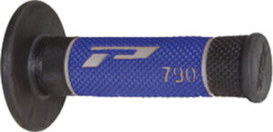 Poignées moto MX Ø22/25 mm Progrip 790 Noir/Gris/Bleu – Triple densité – 115 mm