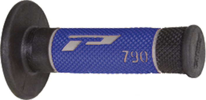 Poignées moto MX Ø22/25 mm Progrip 790 Noir/Gris/Bleu – Triple densité – 115 mm