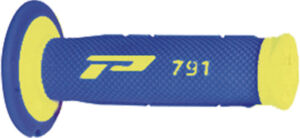 Poignées moto OffRoad Ø22-25 mm Progrip 791 Jaune Fluo/Bleu – Double Densité