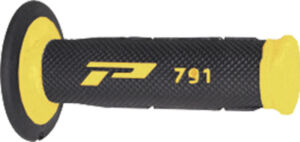 Poignées moto Off-Road Ø22-25mm – Progrip 791 Jaune/Noir – Bout fermé