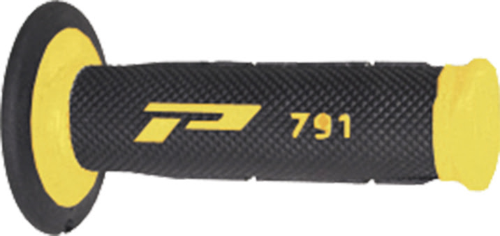 Poignées moto Off-Road Ø22-25mm – Progrip 791 Jaune/Noir – Bout fermé