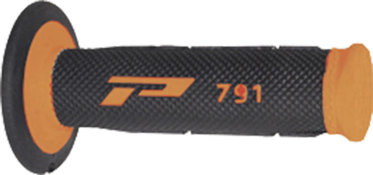 Poignées moto off-road Ø22/25mm – Progrip 791 Orange/Noir – Double densité – Bout fermé