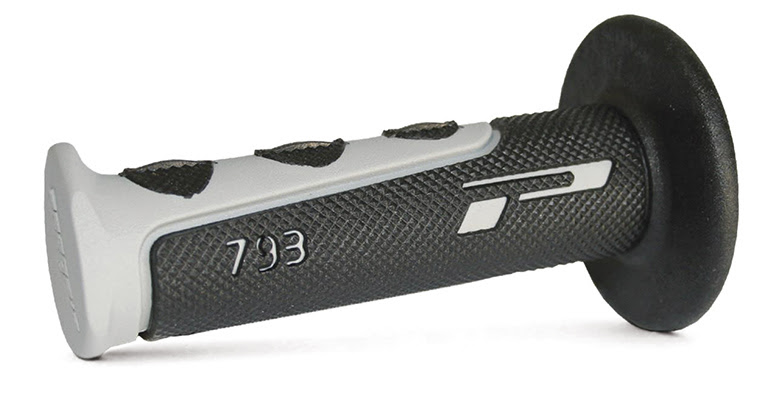 Poignées moto MX Ø22/25 mm – Progrip 793 Gris/Noir – Double densité – Guidon cross