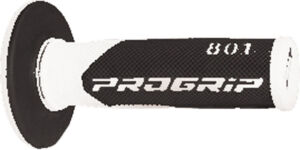 Poignées moto cross 801 double densité 22/25 mm – Progrip Blanc/Noir