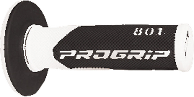 Poignées moto cross 801 double densité 22/25 mm – Progrip Blanc/Noir