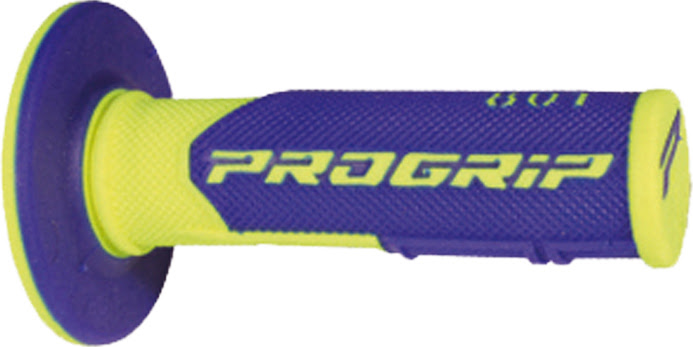 Poignées moto MX 801 – Diamètre 22/25 – Progrip Jaune Fluo/Bleu – Double densité