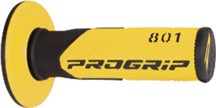 Poignées motocross Progrip 801 double densité 22/25 mm Noir/Jaune – Confort & Grip