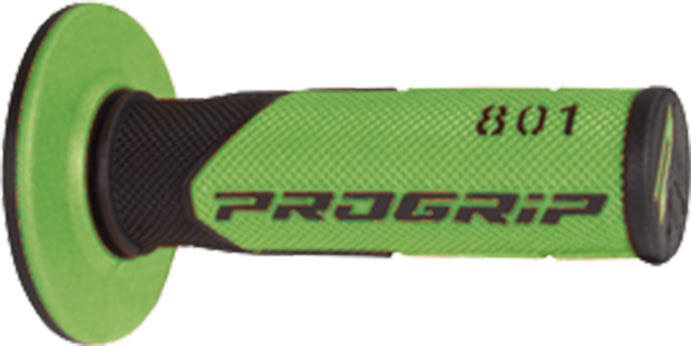 Poignées moto 801 Progrip double densité 22/25 mm – Noir/Vert – MX/Enduro