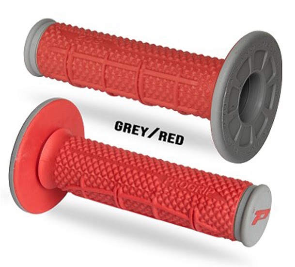 Poignées moto Ø22-25 mm OffRoad Rouge/Gris – Progrip 802