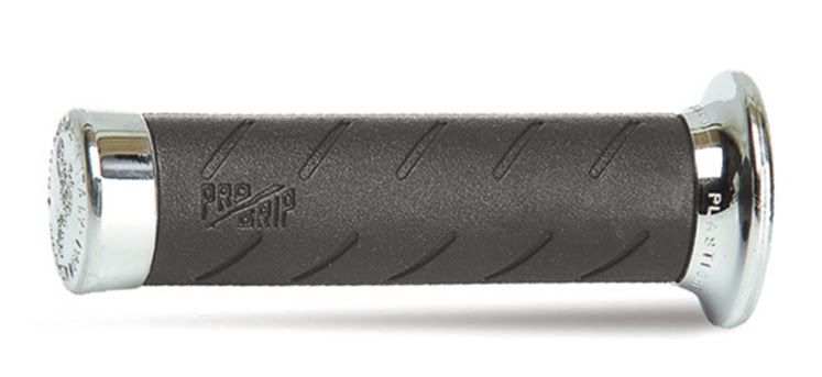 Poignées moto custom Ø22-25 mm – Progrip 862 Chrome/Noir