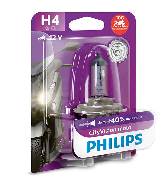 Ampoule H4 - City Moto Vision 12 V -  60/65 W - P43t-38 (12342CMVB1) - Philips