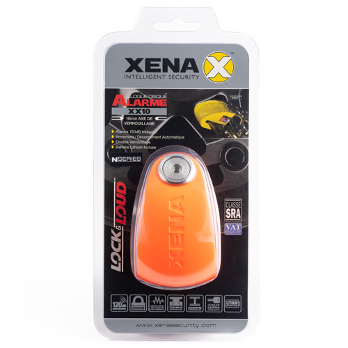 Bloque disque avec alarme moto – XX10 Orange SRA Xena | Antivol homologué SRA