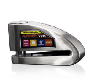 Bloque disque moto avec alarme 120 dB – XENA XX15 SRA – Corps inox, goupille 14 mm