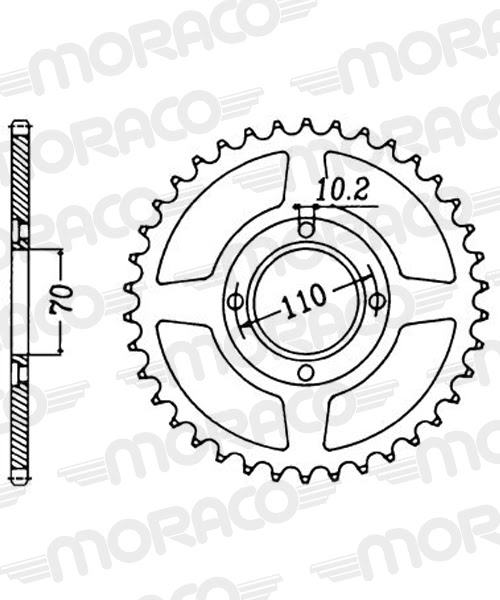 Couronne acier 44 dents – Honda CB250 RSA (1980-1984) – Supersprox CA31044
