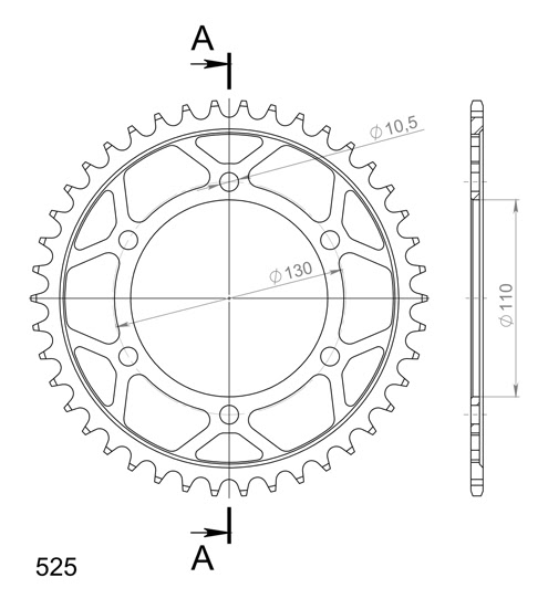 Couronne acier Supersprox Yamaha MT-10 / YZF R7 (2021-2023) – 42 dents – Réf : RFE-480:42-BLK
