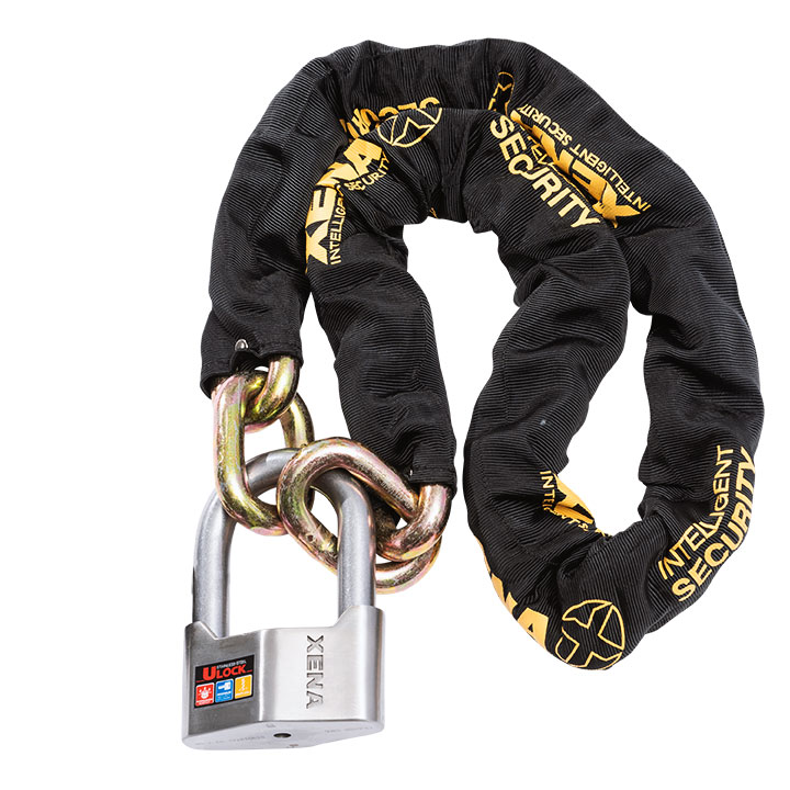 Chaîne antivol moto 120cm avec bloque-disques U 69MM (2) – Xena – Classe SRA