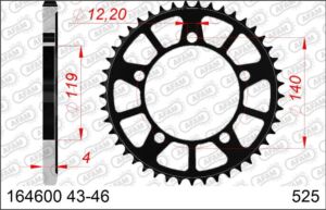 Couronne acier 46 dents BMW M1000 R/RR 2021-2023 – Supersprox 50-29064-46-BLK #164600-46