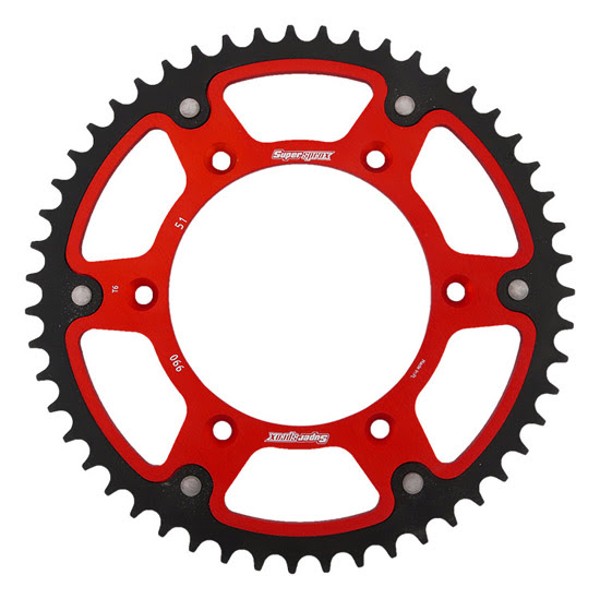 Couronne 51 dents pour Gas Gas MC125/250/350 – 2021 à 2024, Husqvarna FC/TC – KTM SX – Supersprox SPX STEALTH 990.4 Rouge