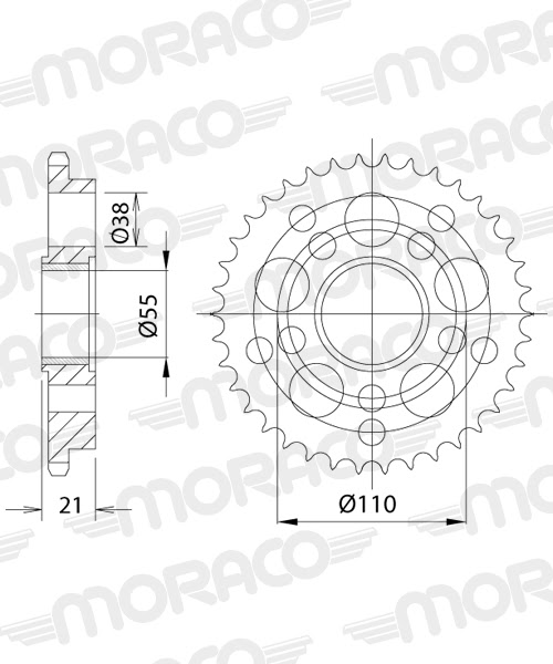 Couronne acier Ducati 748 (1995-2007) - 38 dents Pas 520 - Supersprox CL60638