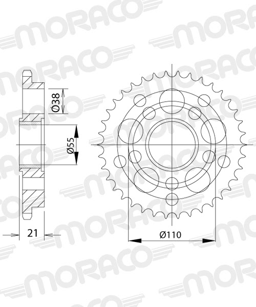 Couronne acier Ducati 998 R H2 – Pas 525 x 36 dents – Supersprox CL60536