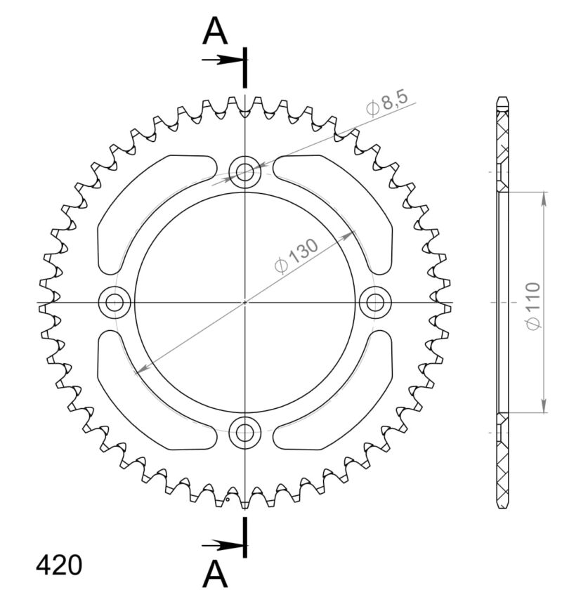 Couronne aluminium 49 dents Honda CR80 R / CR85 (1987–2008) – Supersprox AB104X49