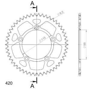 Couronne aluminium 50 dents KTM SX65 (2002-2010) – Supersprox RAL-4:50 ORANGE