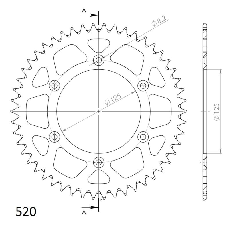 Couronne aluminium moto compétition – KTM Husqvarna Honda – Supersprox RAL-8000:50 rouge