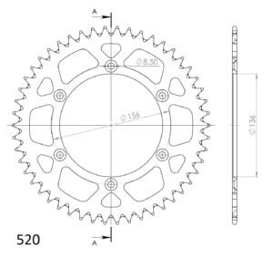 Couronne aluminium 50 dents Pas 520 Beta 350RR Enduro 2012 Supersprox AF206X50
