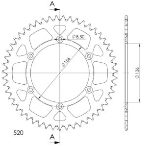 Couronne aluminium 520 51 dents Gas Gas EC200 MC Husqvarna TE449 Sherco SE125-R – Supersprox AF206X51