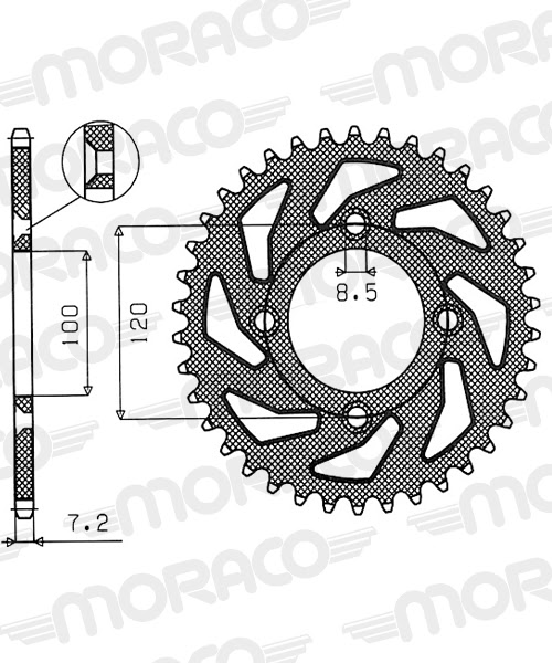 Couronne aluminium 48 dents Yamaha YZ85 (17”/14”) 5PA – Supersprox AF10448 – Pas 428