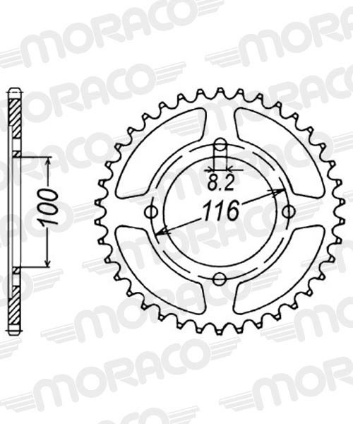 Couronne aluminium 49 dents Kawasaki KX80 (17/14) – Supersprox AH10549