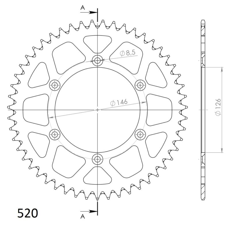Couronne aluminium 49 dents Suzuki RM-Z 250 (2010–2018), RM 125 / RM 250 / RMX250 – Supersprox AF203XG49