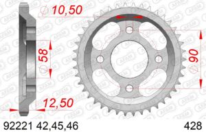 Couronne acier Mash Black Seven, British Seven, Café Racer - 2018 à 2023 - AFAM 92221-46 – 46 dents – Pas 428