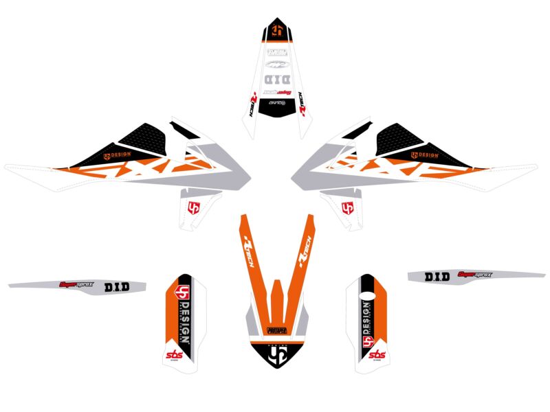 Kit déco moto KTM EXC / EXC-F 125-500 (2017-2019) – UP Design ROUND Orange