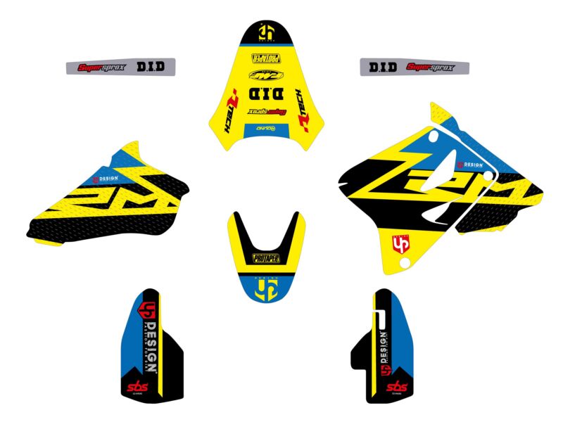 Kit déco Suzuki RM85 (2002-2022) – UP ROUND Jaune – Compatible versions RD16C RD17C