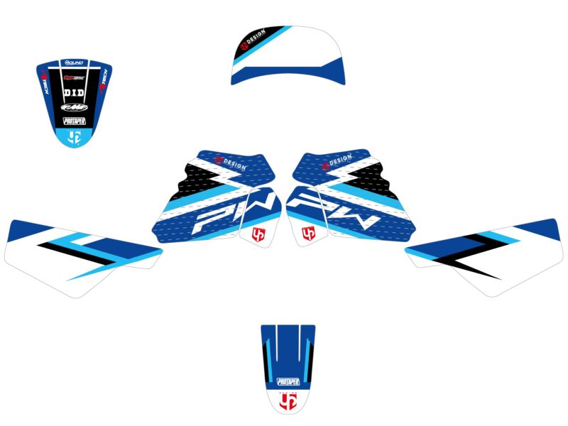 Kit déco Yamaha PW50 1980-2023 – Motif ROUND Bleu – UP Design
