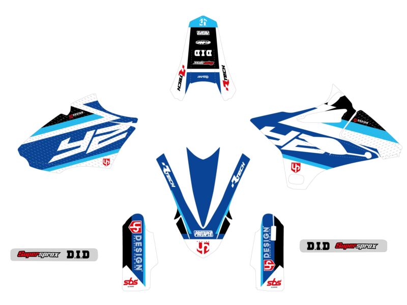 Kit déco Yamaha YZ85 LW (2015-2018) – UP ROUND Bleu – Stickers moto motocross
