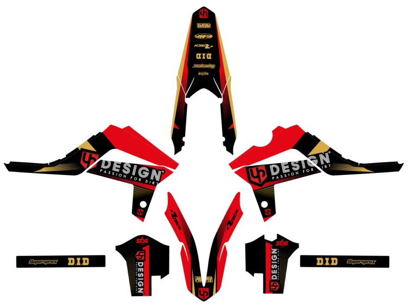 Kit déco moto GASGAS EC125/200/250/300 – 2012 – UP SPIKE Noir-Rouge