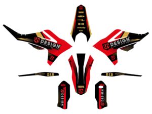 Kit déco vinyle GASGAS EC250 / EC300 / EC250F (2021-2023) – UP SPIKE Noir-Rouge
