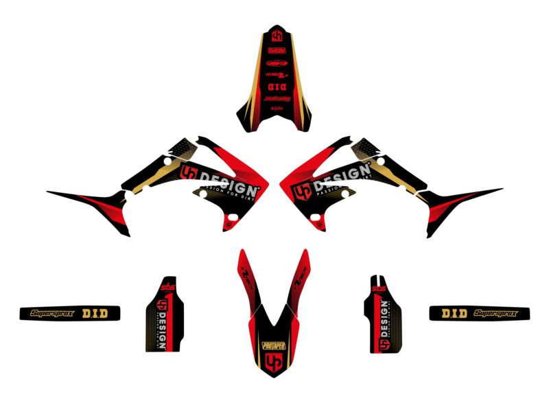 Kit déco motocross Honda CRF250 R 2010-2013 – UP SPIKE Noir-Rouge