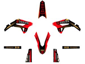 Kit déco vinyle Honda CRF250 R J 2022-2023 – UP Design SPIKE Noir-Rouge