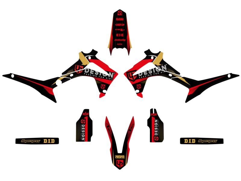 Kit déco pour Honda CRF450 R (2013-2016) – UP SPIKE Noir-Rouge