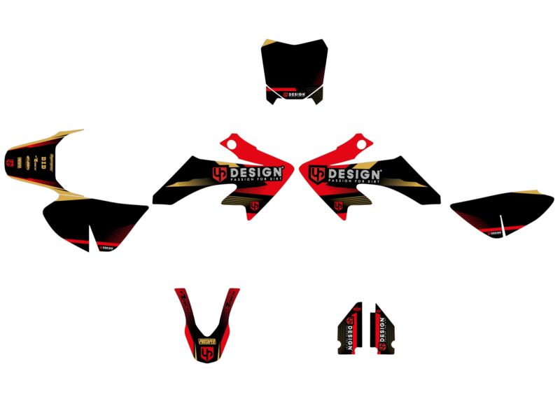 Kit déco Honda CRF50 (2007-2012) – Vinyle Noir-Rouge – UP Design