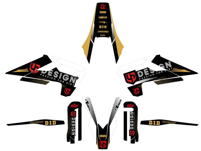 Kit déco Husqvarna FC 250 / 350 / 450 – 2015 – Design noir et blanc – UP