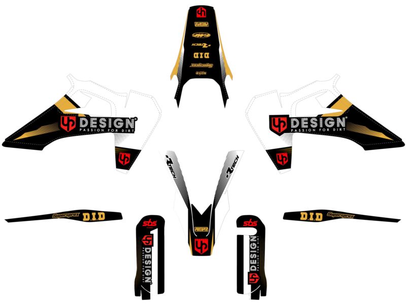 Kit déco moto HUSQVARNA FE/TE 250-501 (2020-2023) – Noir/Blanc – UP SPIKE