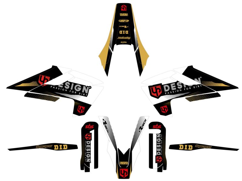 Kit déco motocross Husqvarna TC125 / TC250 (2017–2018) – UP SPIKE Noir-Blanc