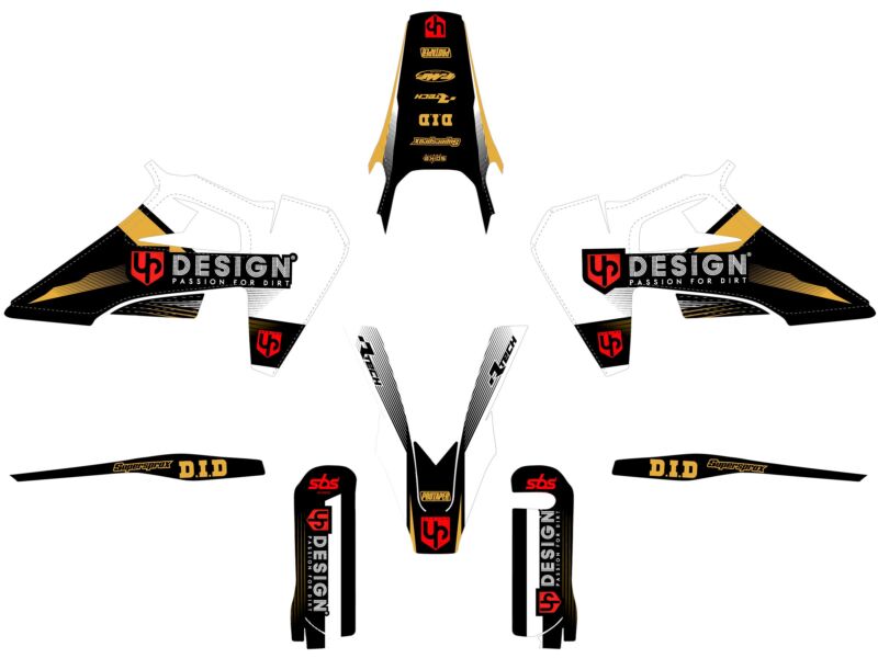 Kit déco HUSQVARNA TC125 TC250 (2019-2023) – Noir-Blanc – UP SPIKE